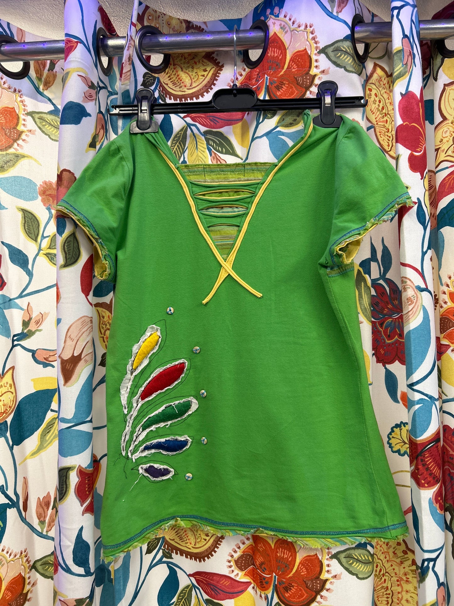 Y2k retro green and yellow top