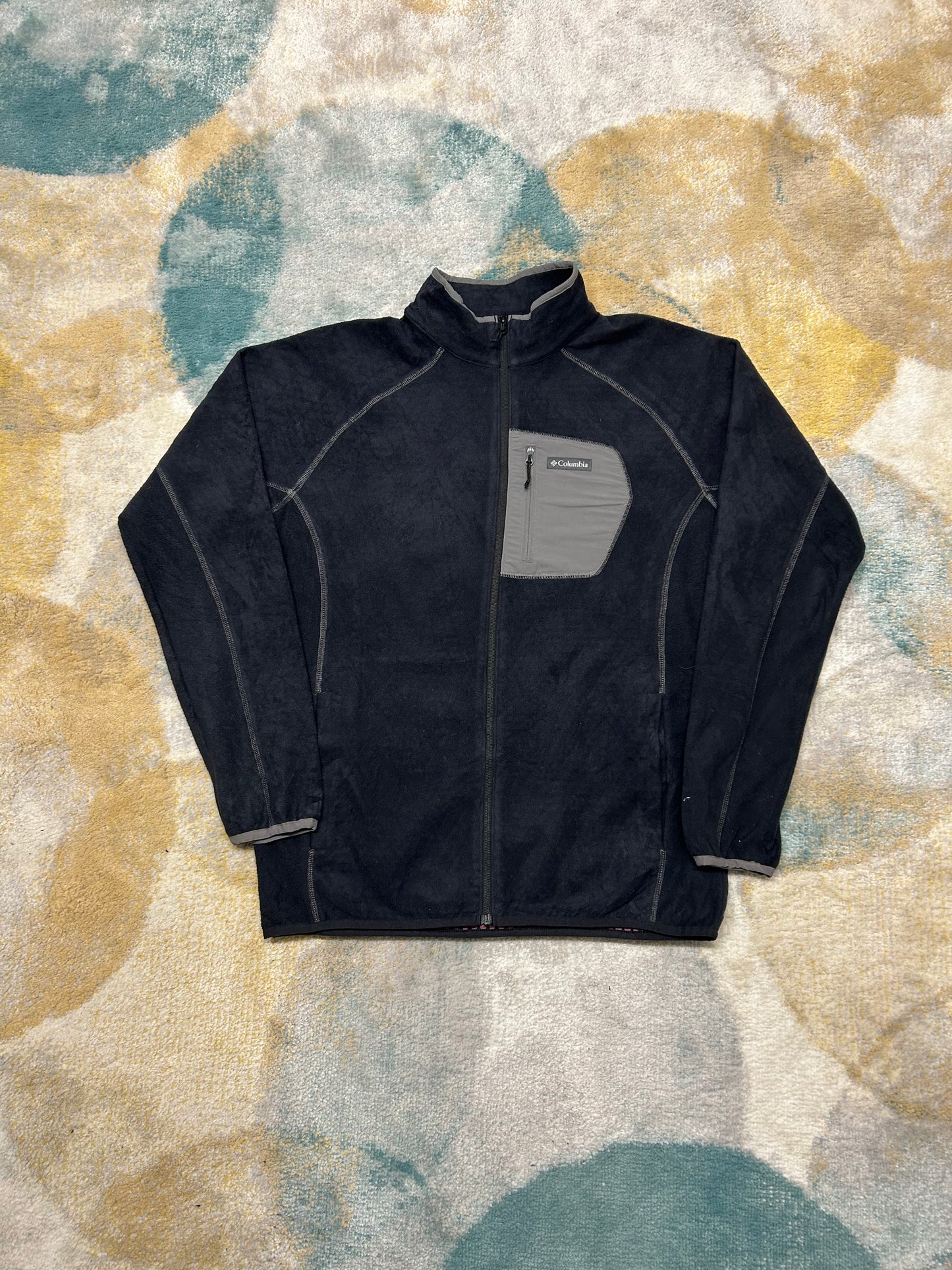 Columbia black fleece jacket with grey details