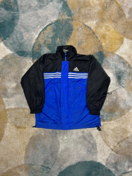 Adidas Blue and Black Retro Waterproof Windbreaker