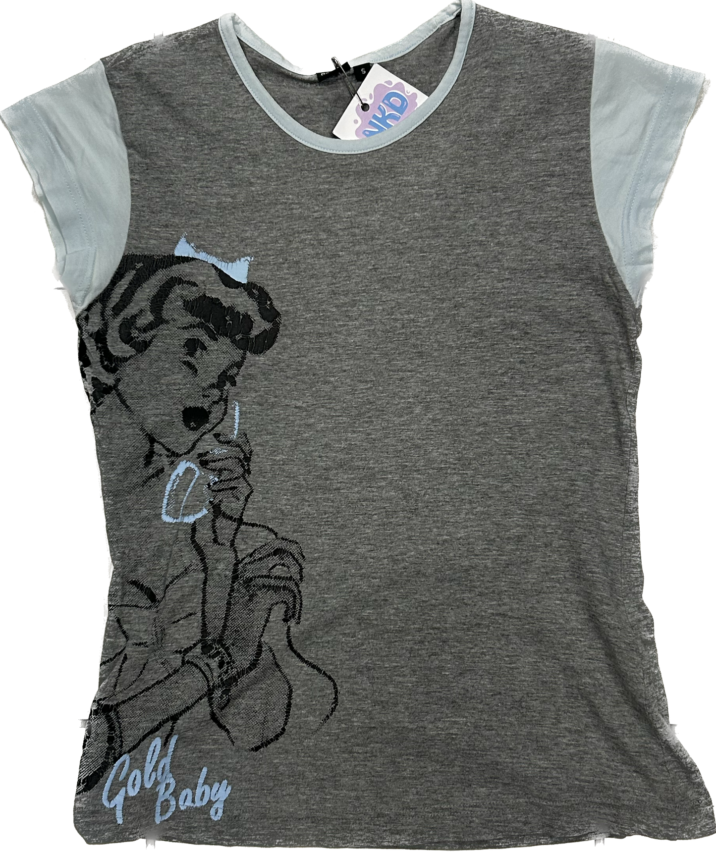 Grey and Blue Retro Cotton Top