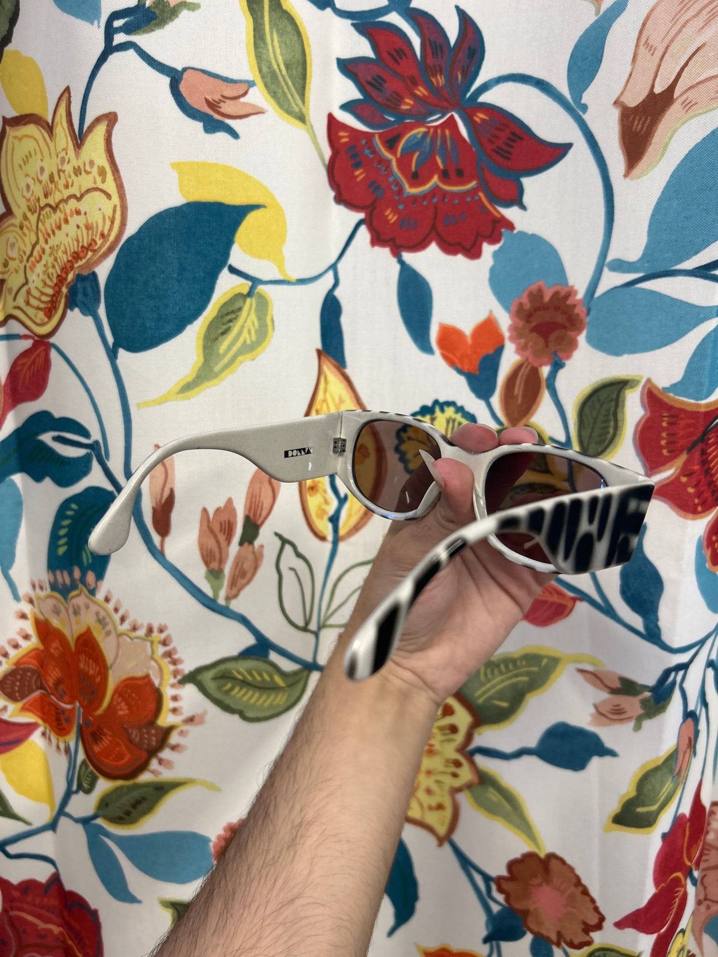 White and Black UV Protection Deadstock Italian Sunglasses