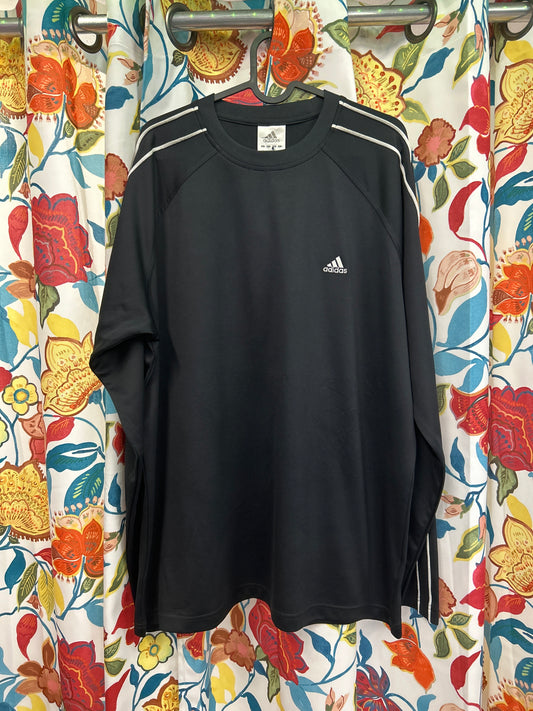 Adidas black 3 stripe Crewneck