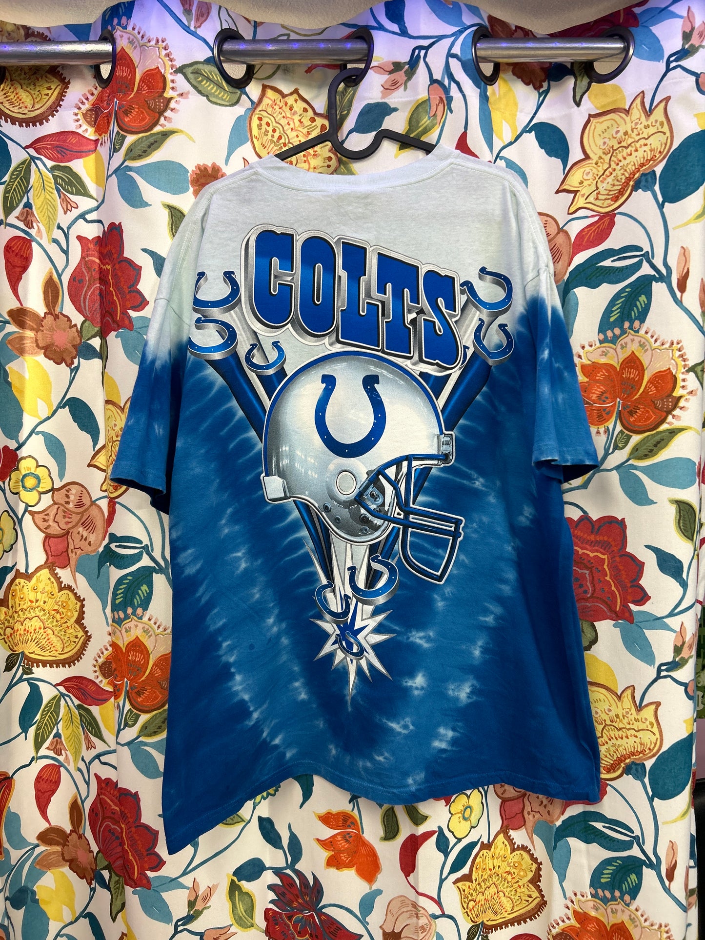 NFL team retro blue tie dye and graphic t-shirt