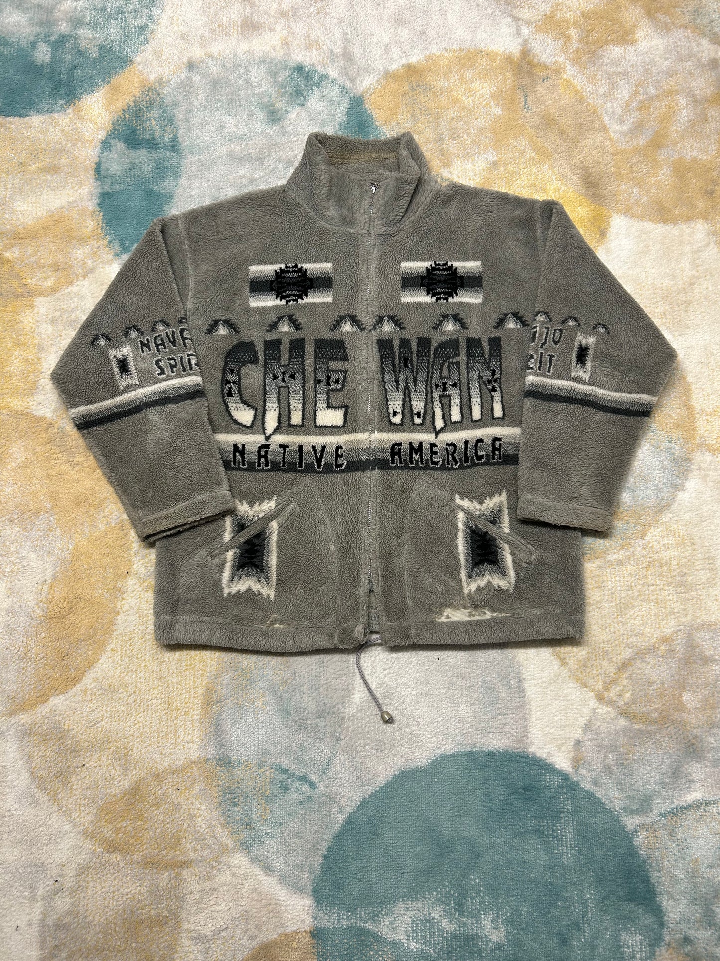 Brown Native America Fluffy Heavy Fleece Jackey