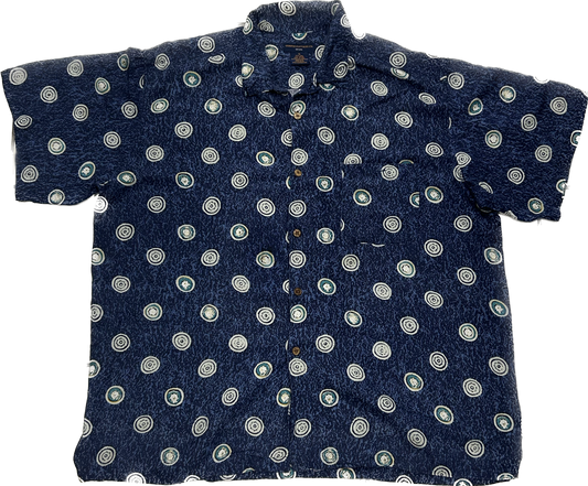 Dark Blue Circle Pattern Summer Shirt