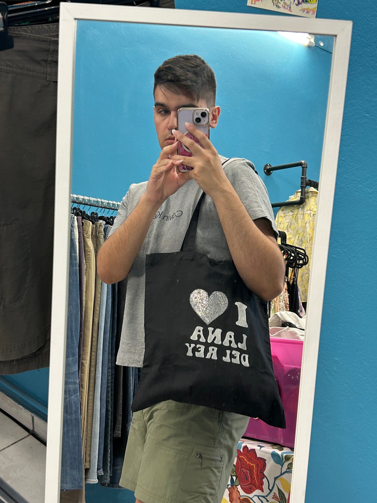 I ❤️ Lana del Rey black handmade tote bag