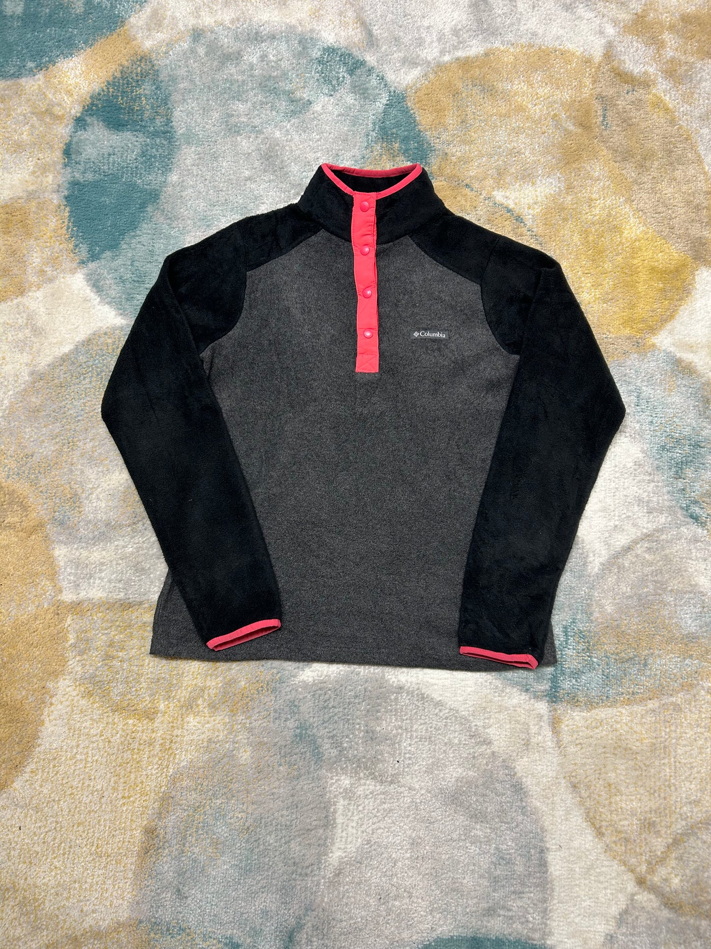 Columbia Grey and Black Half-Zip with Pink Detailing