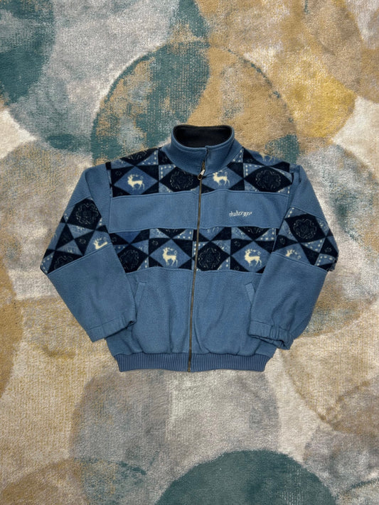 Dual Blue Reindeer Vintage Heavy Fleece Jacket
