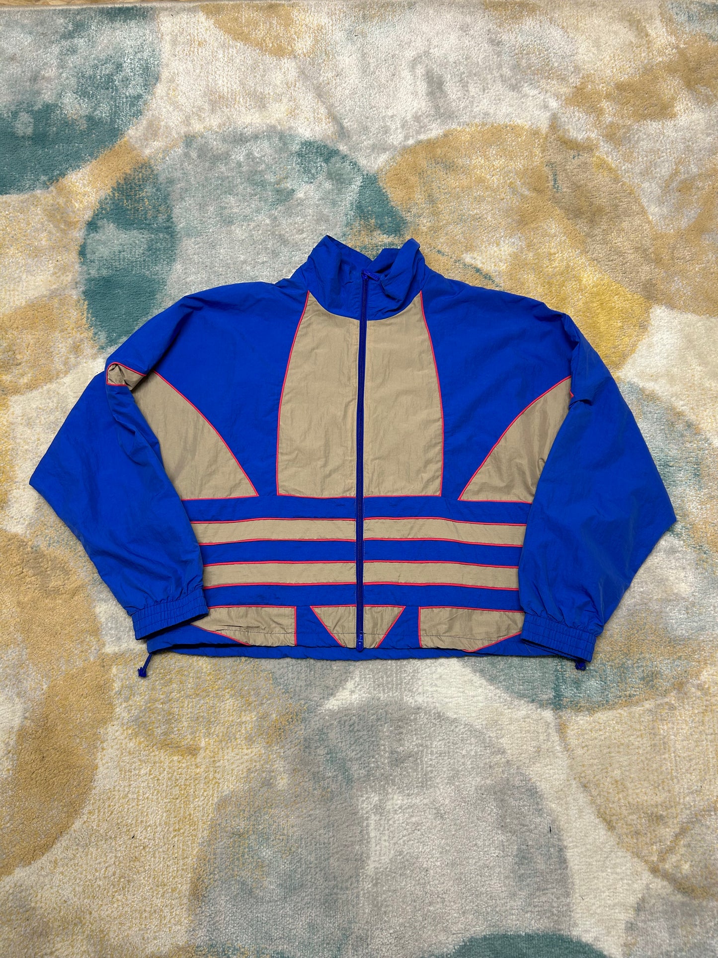 Adidas Retro Blue and Grey Bomber Jacket