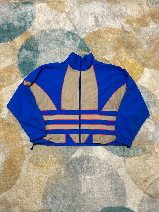 Adidas Retro Blue and Grey Bomber Jacket
