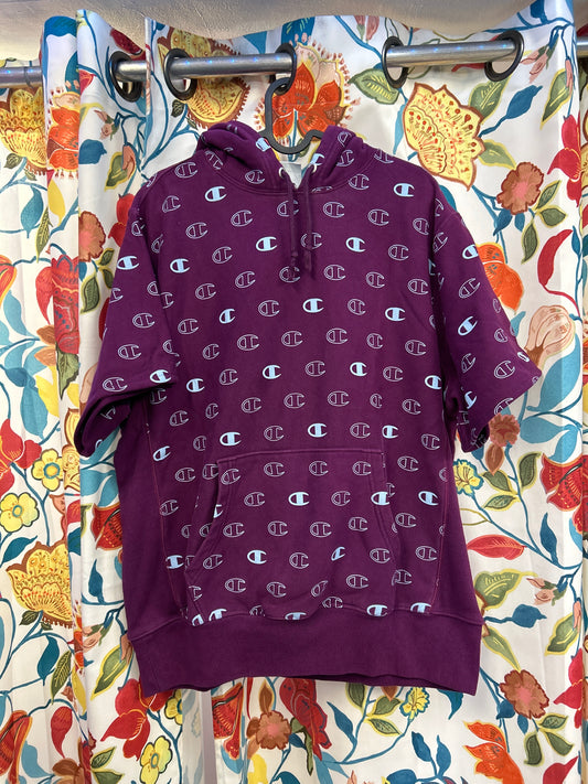 Champion Purple Heavy Cotton Short Sleeve Hoodie