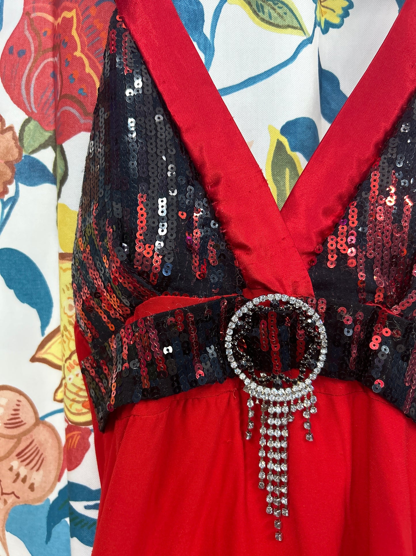 Y2k red sparkly halter top