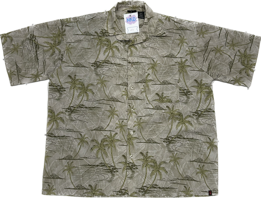 Light Brown Palmtree Patterned Summer Shirt