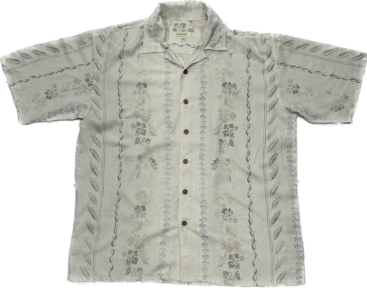 White Floral Pattern 100% Silk Summer Shirt
