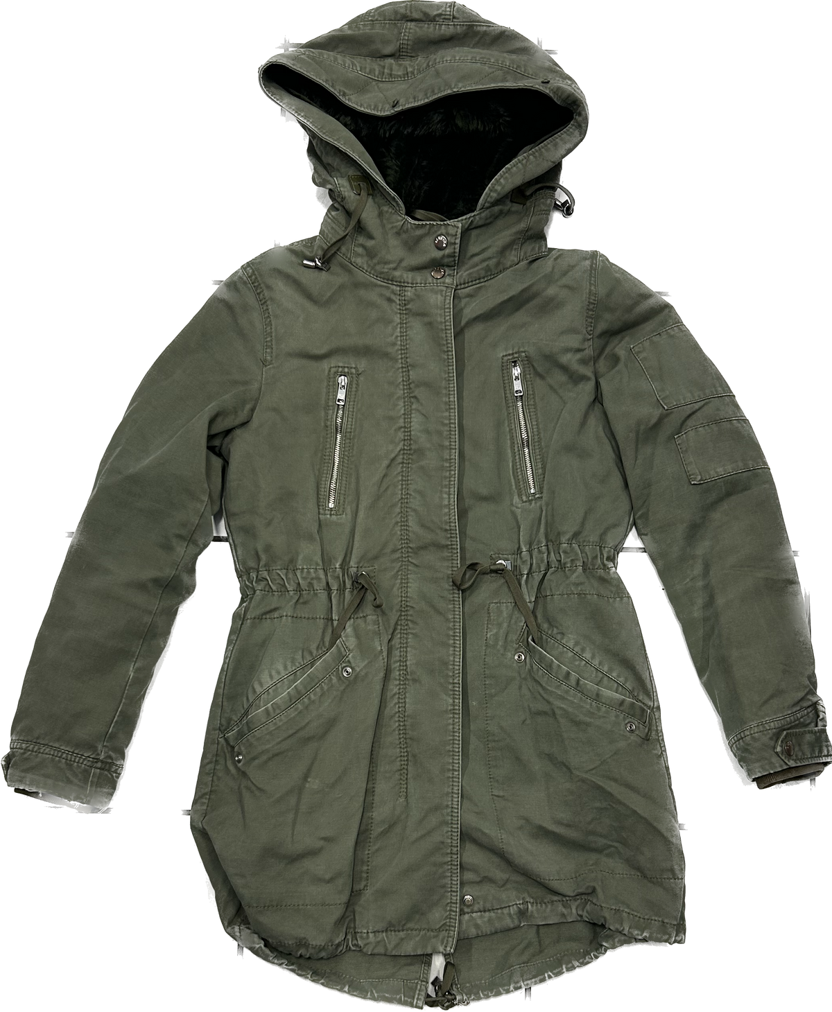 Olive Green Heavy Jacket with Fluffy Interior