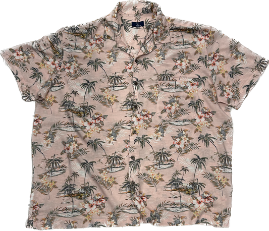 Pastel Pink Palm Tree Patterned Summer Shirt