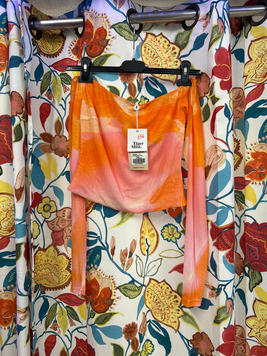 Y2k orange and pink deadstock mesh top