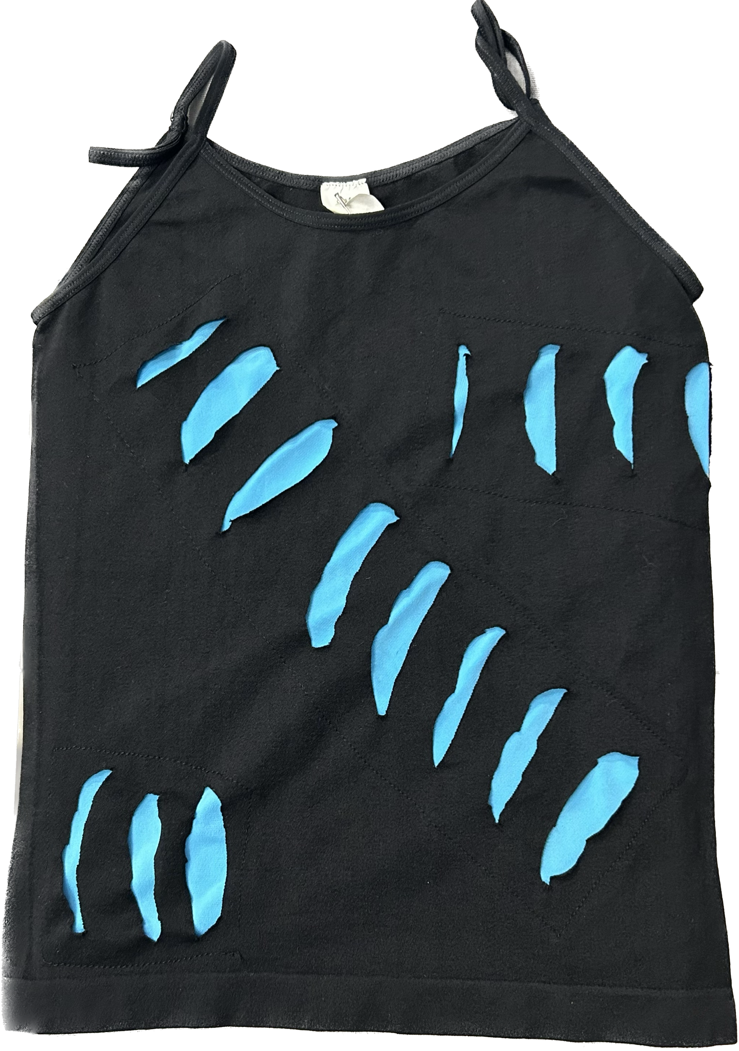Black and Blue Ripped Deadstock Top (Shortened Straps)