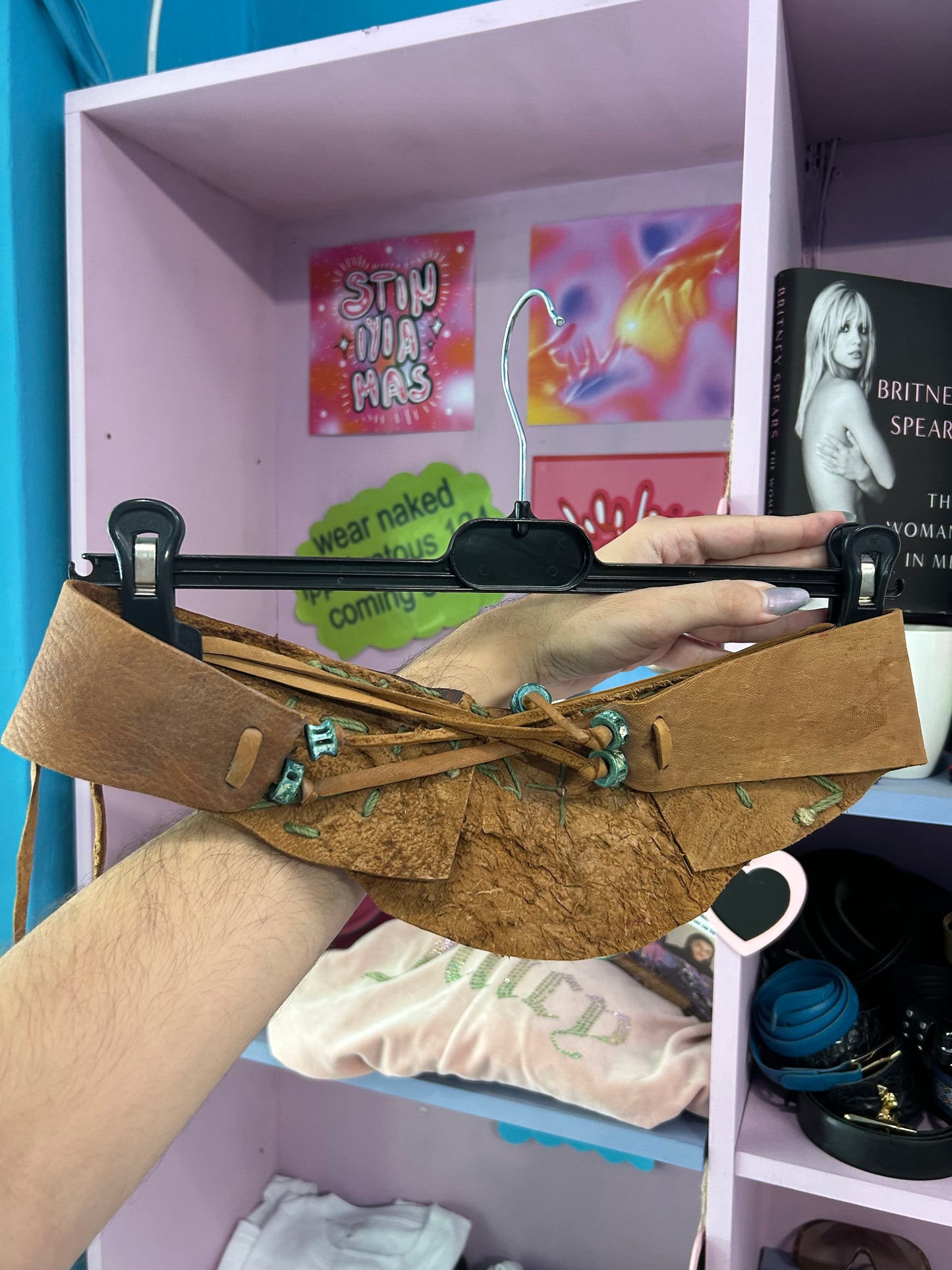 Vintage Leather and Crystal Belt