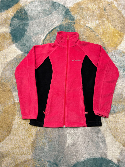 Columbia pink and black fleece jacket