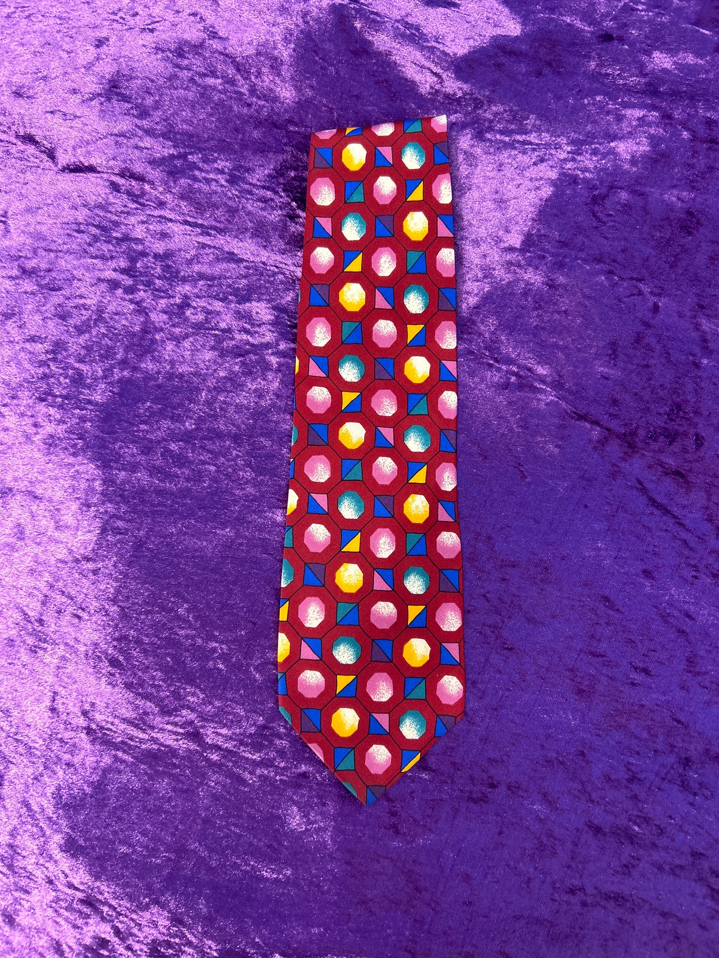 Red Geometric Shape Silk Tie