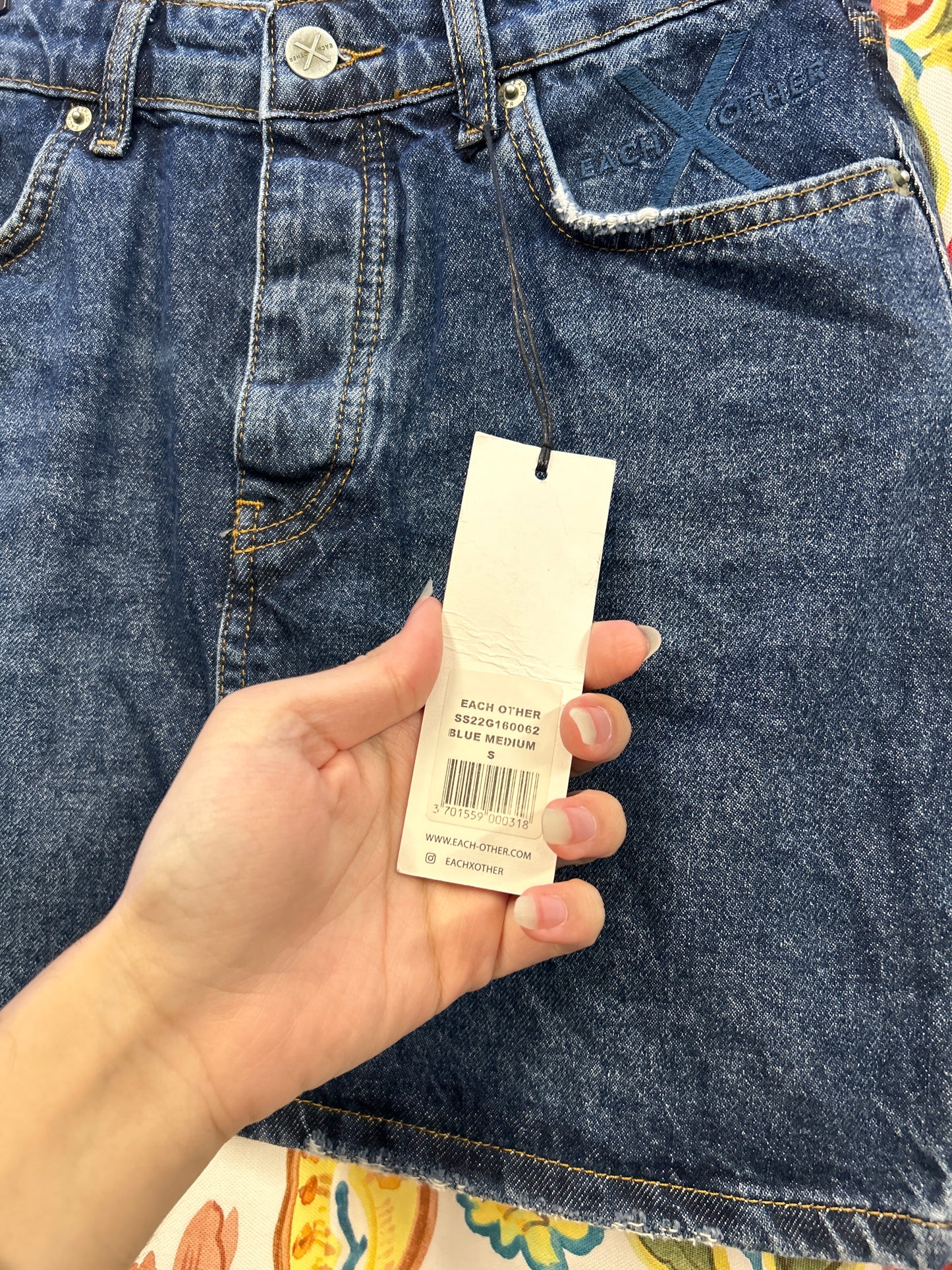 Y2K deadstock denim 'each other' skirt