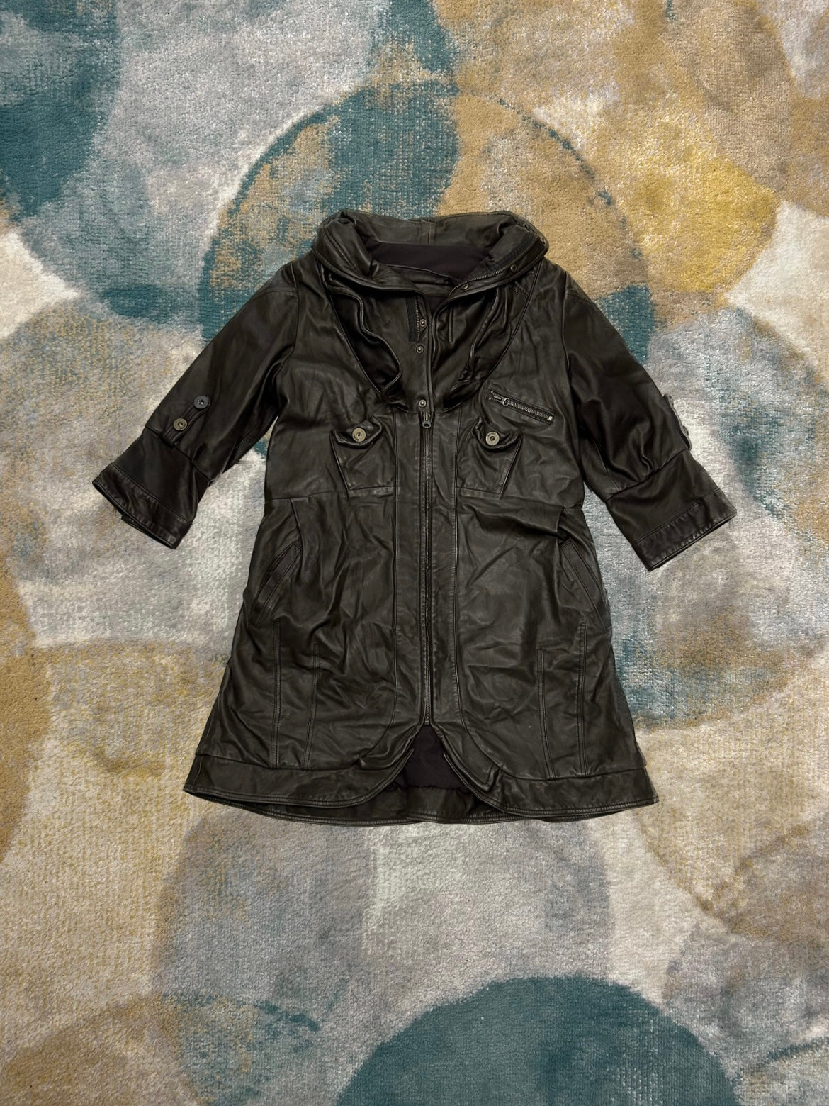 Vintage Brown Leather Coat