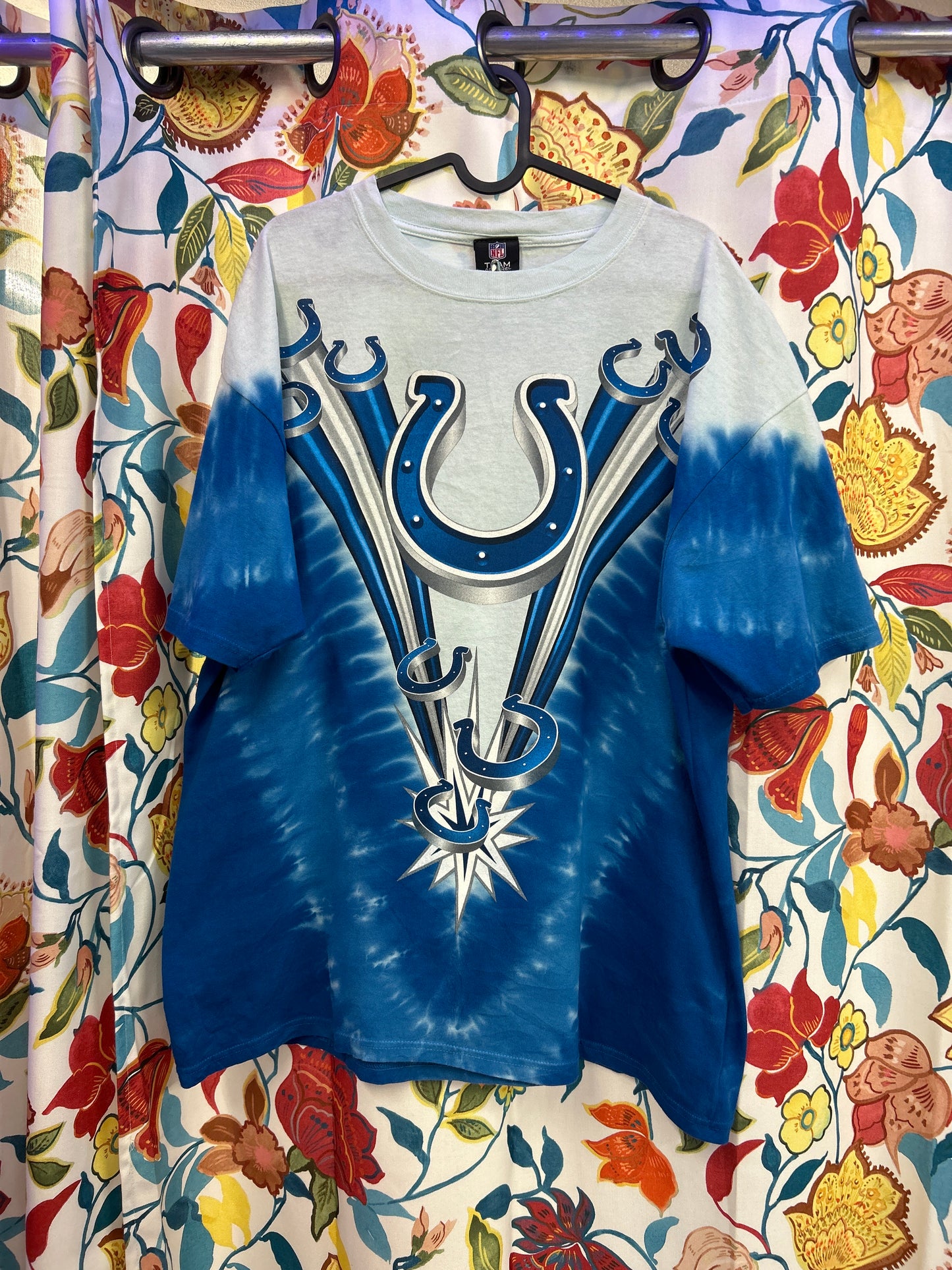 NFL team retro blue tie dye and graphic t-shirt