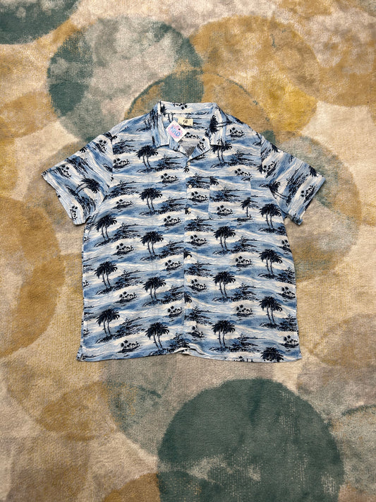 Lightweight white and blue island summer shirt