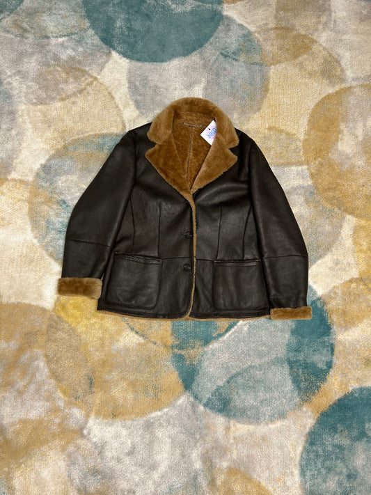 Dark brown 100% leather jacket with Fluffy lining