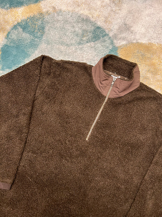 Columbia 90's dark brown fliffy "sheep" fleece half-zip