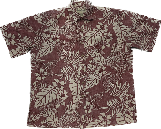 Pastel Red and Beige Floral Summer Shirt