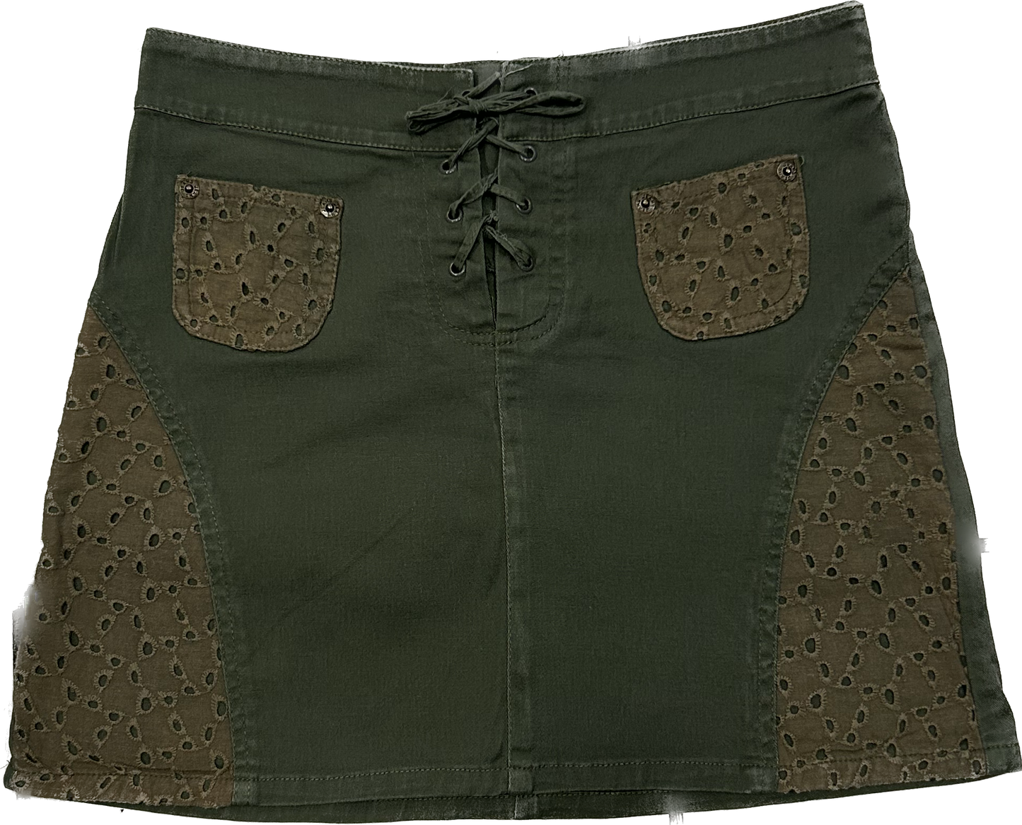 Olive Green and Lace Stretchy Skirt