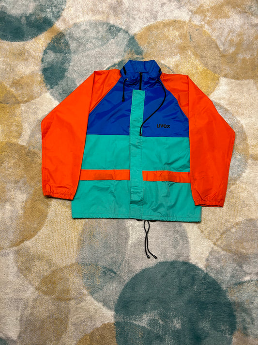Orange cyan and blue Windbreaker