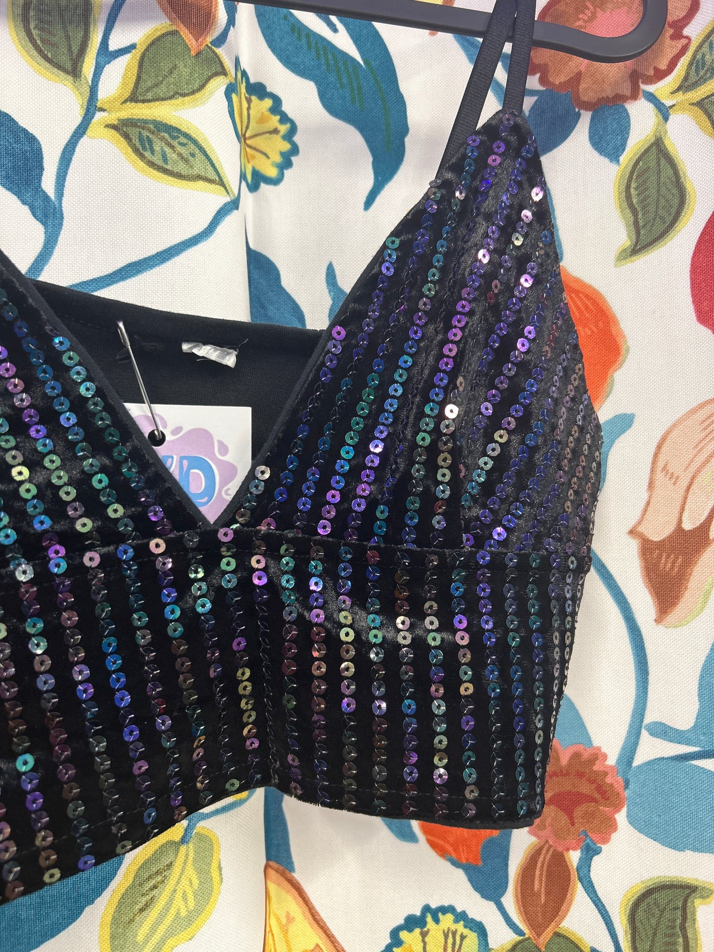Y2k black sequin top