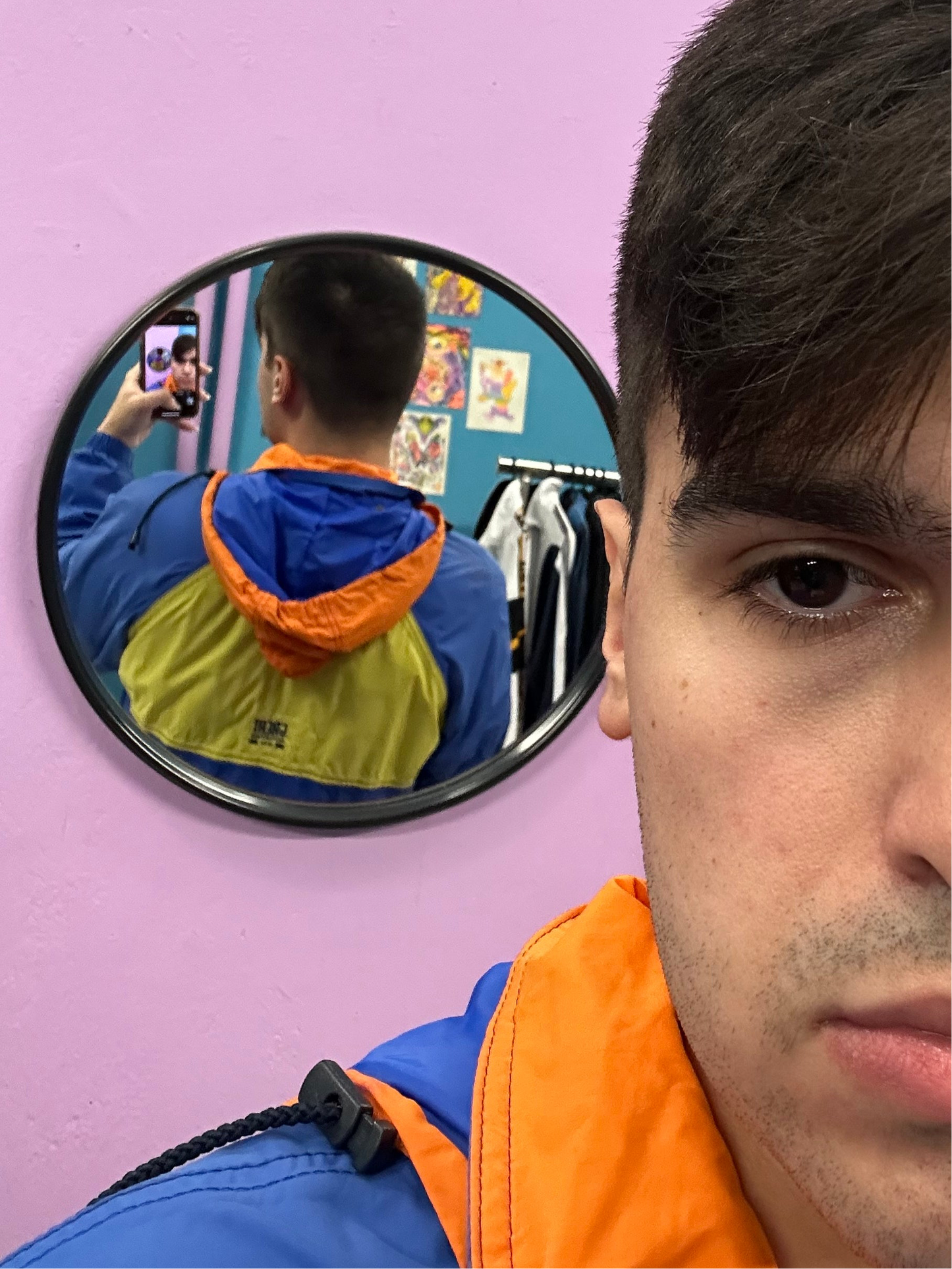 Blue Yellow and Orange Retro Windbreaker