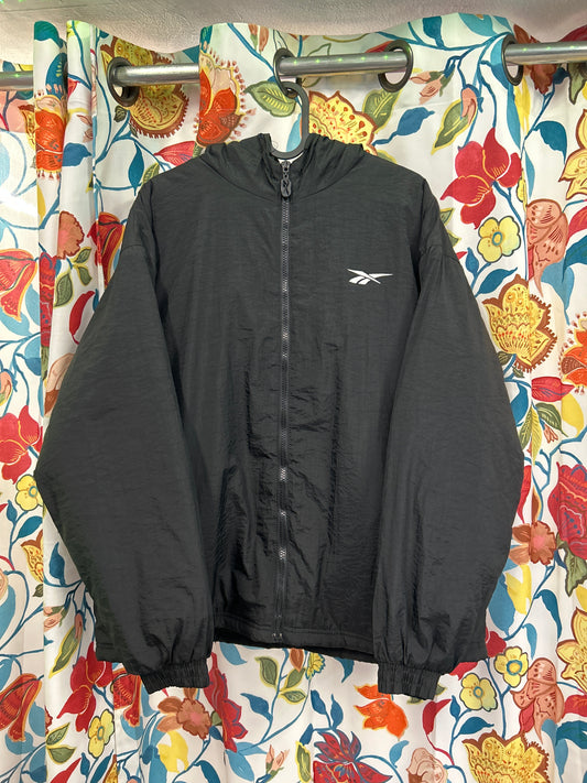Reebok retro black and white heavy jacket windbreaker