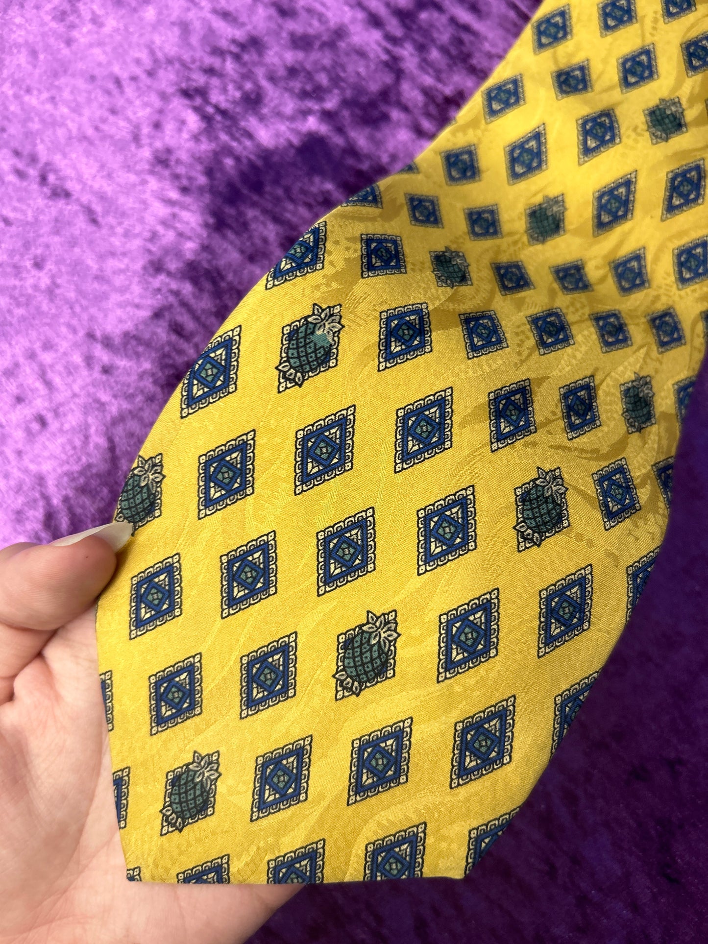 Pierre Cardin Yellow and Blue Patterned Silk Tie