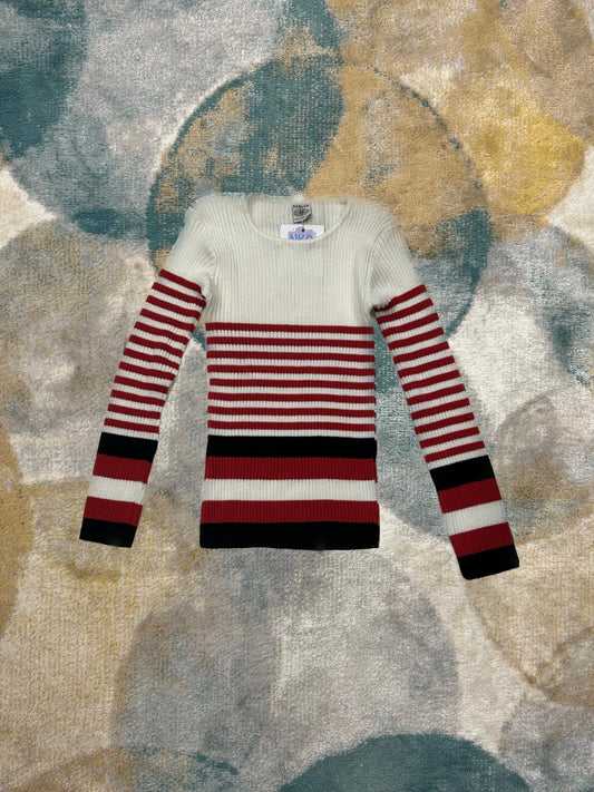 Y2k white and red stripey knit