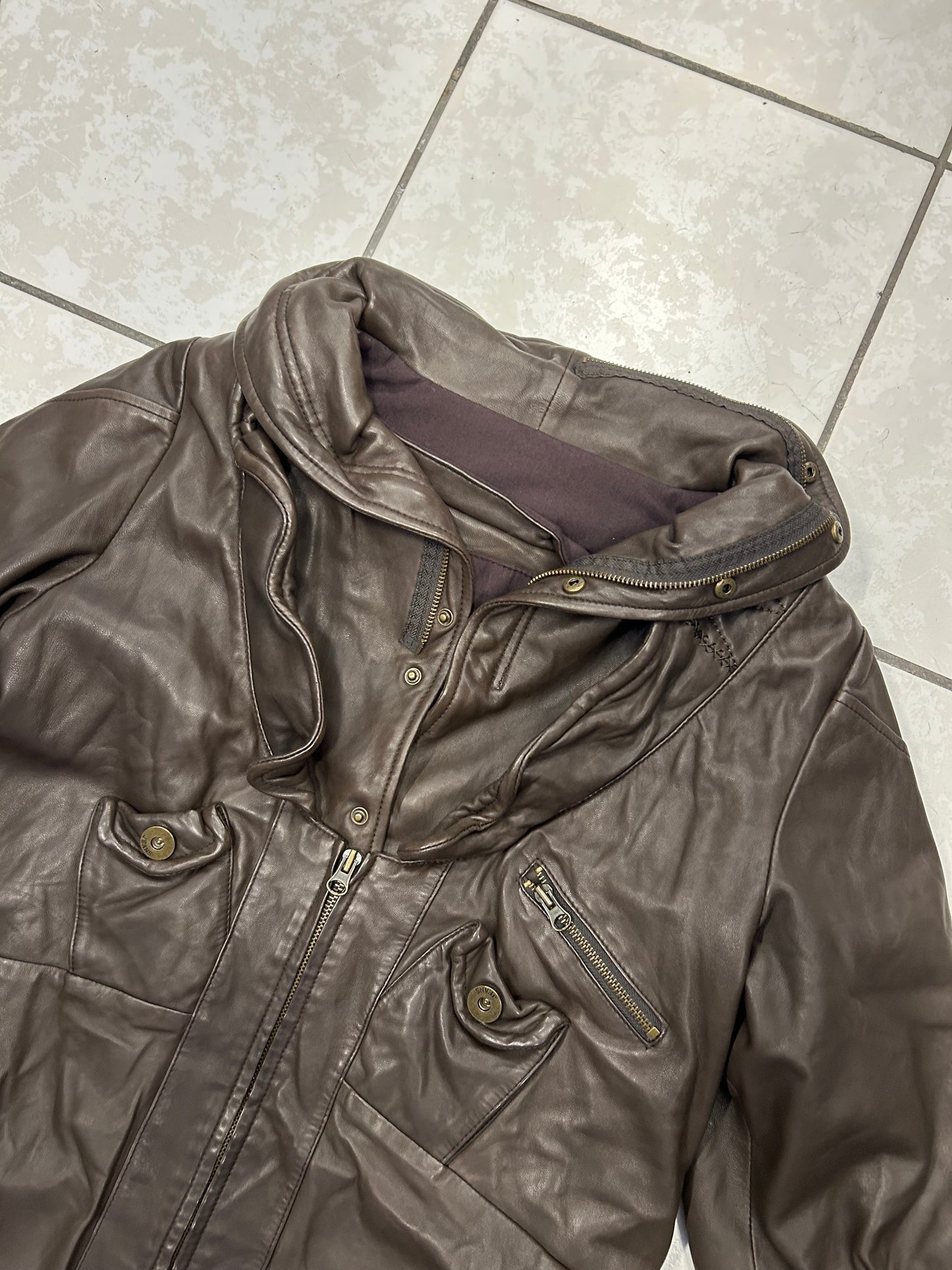 Vintage Brown Leather Coat