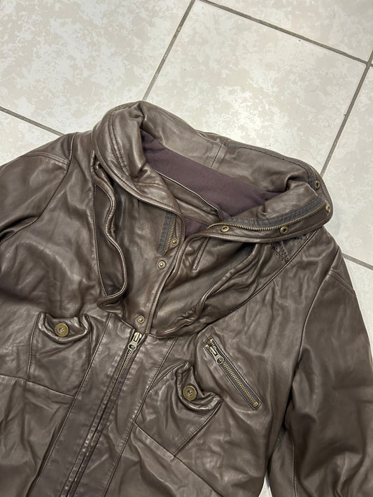 Vintage Brown Leather Coat