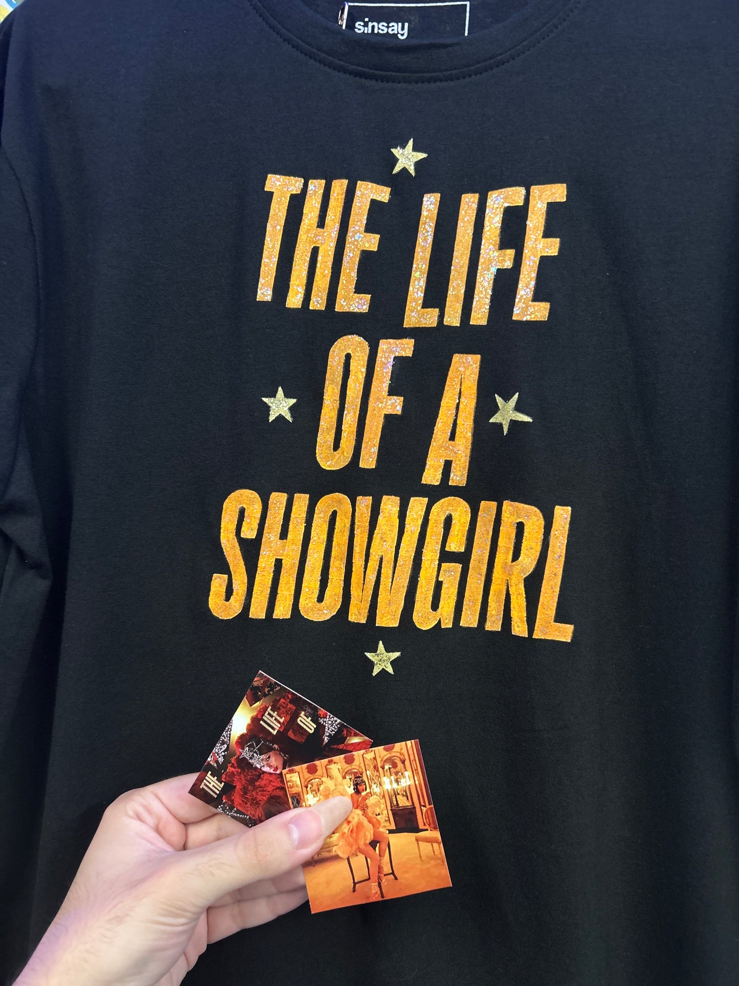 Taylor Swift 'The Life of a Showgirl' Black Handpainted T-shirt
