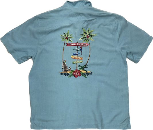 Light Blue Palmtree Summer Shirt