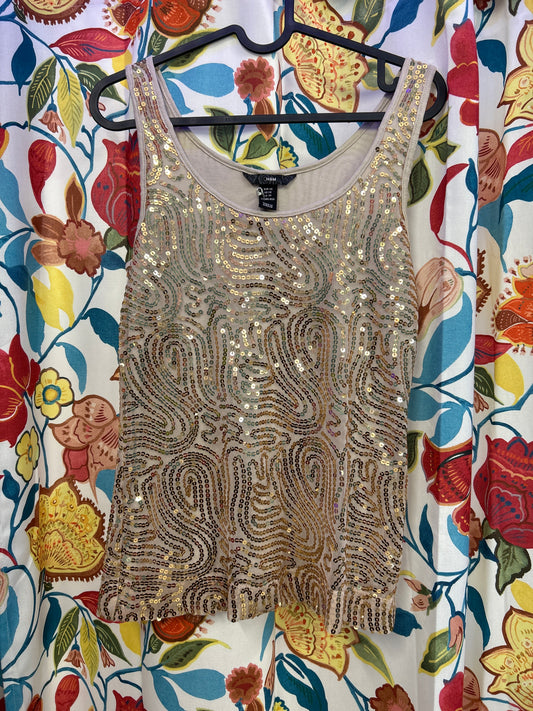 Y2k h&m mesh gold sequin top