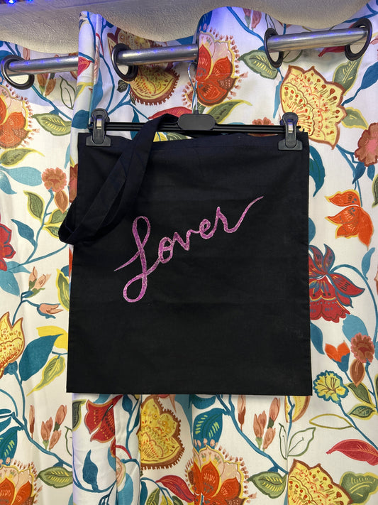 Taylor Swift 'Lover' Handpainted Black Tote Bag