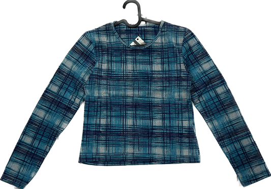 Blue Sparkly Deadstock Mesh Long sleeve Top