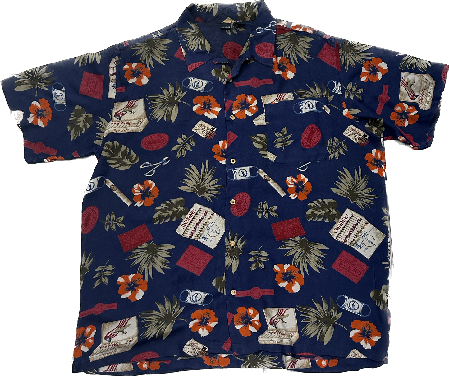 Dark Blue Patterned Summer Shirt