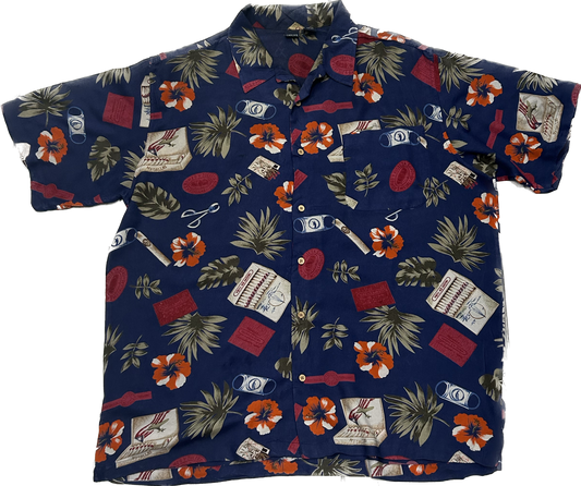 Dark Blue Patterned Summer Shirt
