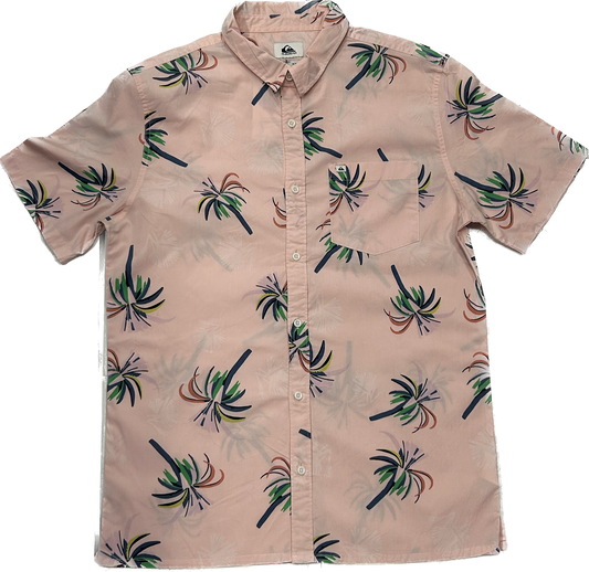 Quiksilver Pastel Pink Palmtree Summer Shirt