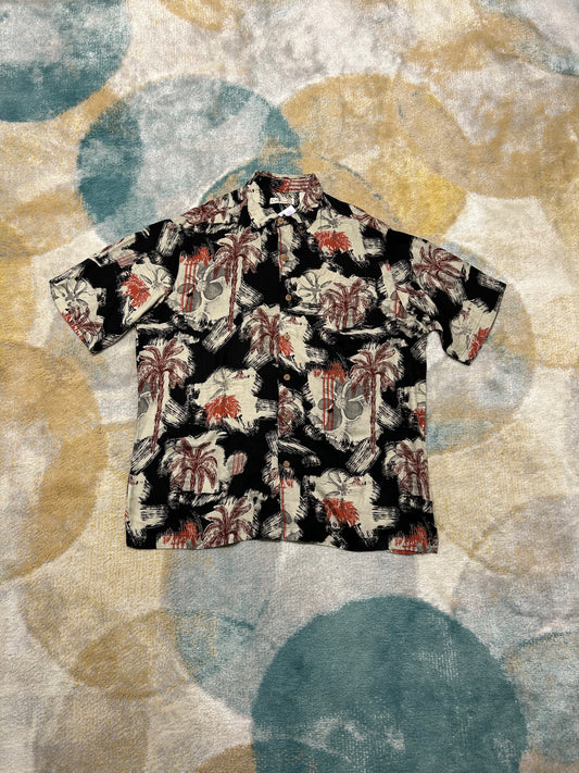 Black and Burgundy Palmtree Shirt
